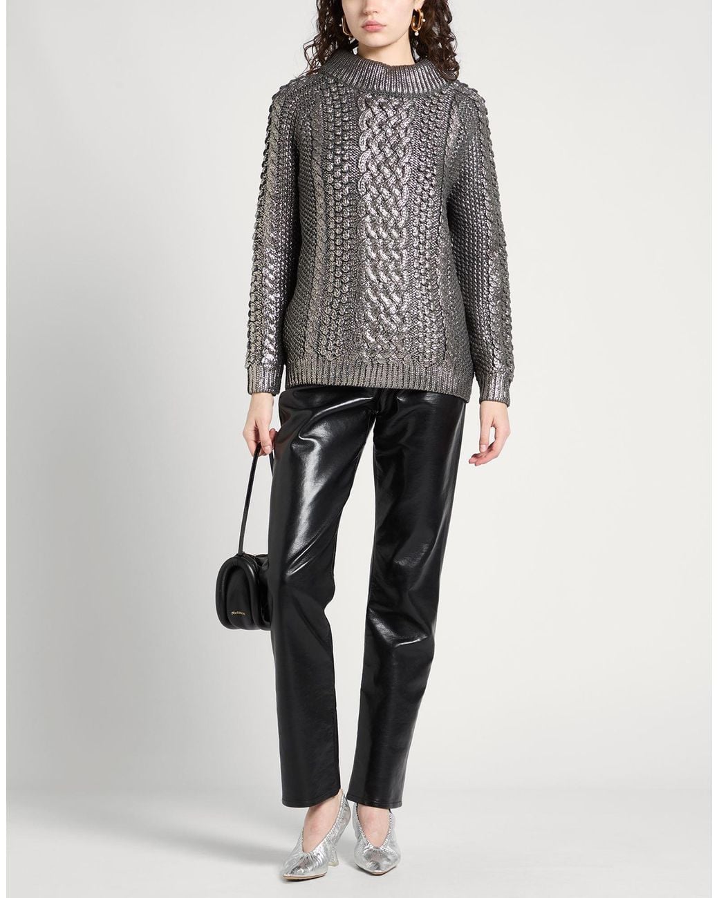 Alberta Ferretti Gray Turtleneck Virgin Wool