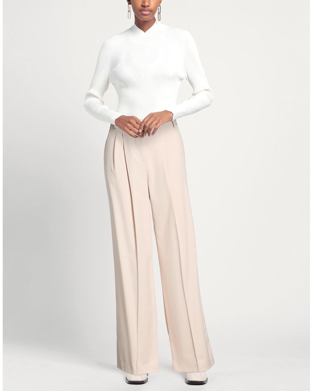 SIMONA CORSELLINI Natural Pants Polyester, Viscose, Elastane
