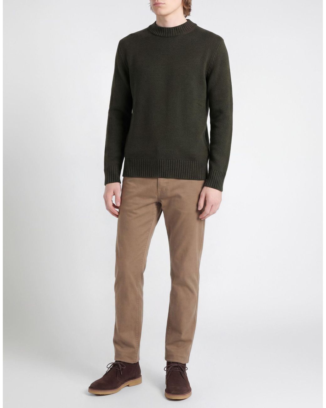 Cooperativa Pescatori Posillipo Green Military Sweater Merino Wool, Acrylic for men