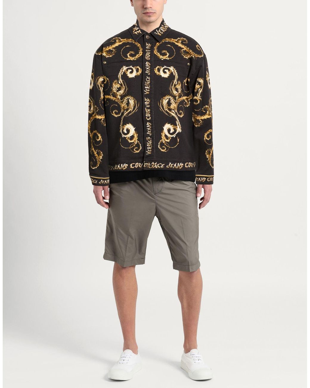 Versace Jeans Couture Black Denim Outerwear Cotton, Elastane for men