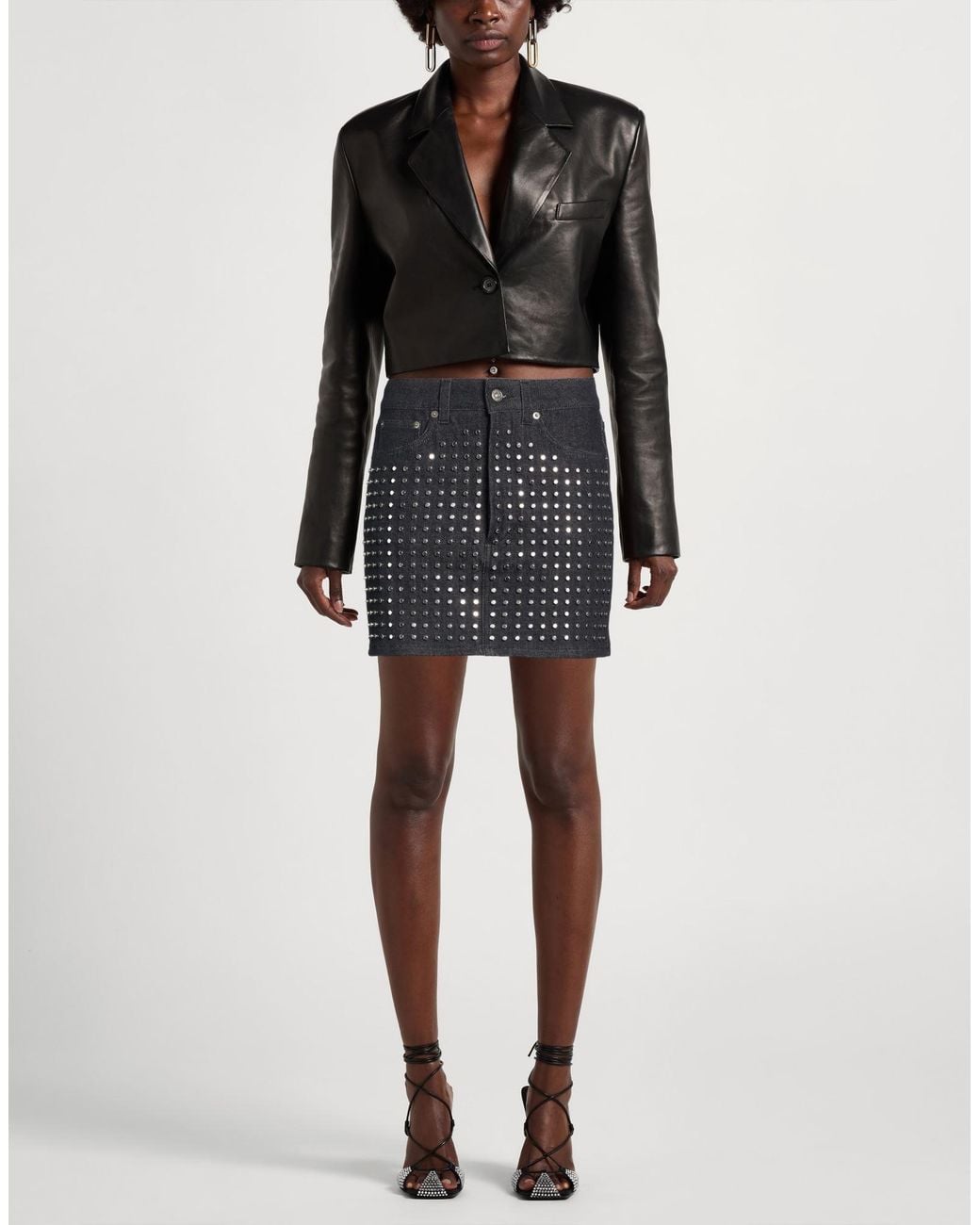 Dondup Black Denim Skirt Cotton, Elastane