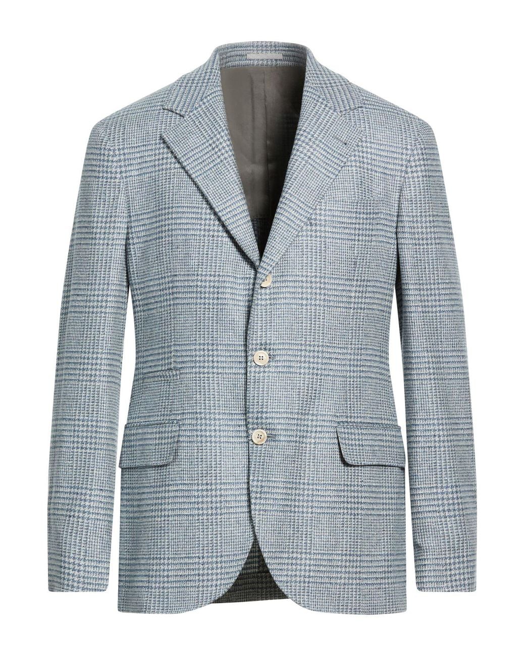 Brunello Cucinelli Blue Blazer Wool, Silk, Cashmere, Elastane for men