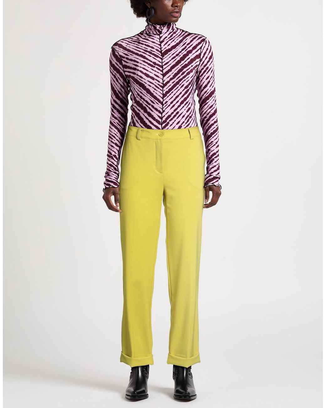 P.A.R.O.S.H. Yellow Lime Pants Virgin Wool, Elastane
