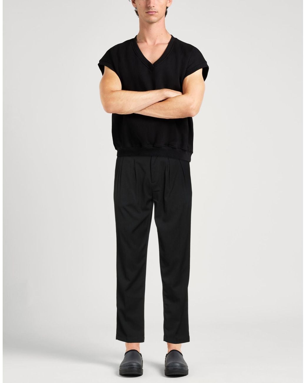 Alpha Studio Black Pants Polyester, Viscose, Elastane for men