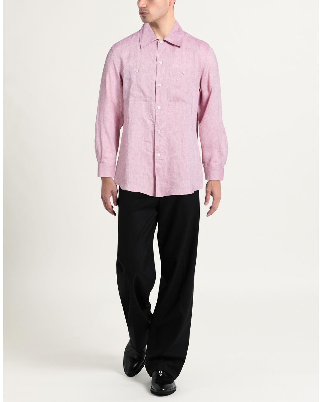 Brunello Cucinelli Pink Shirt Linen for men