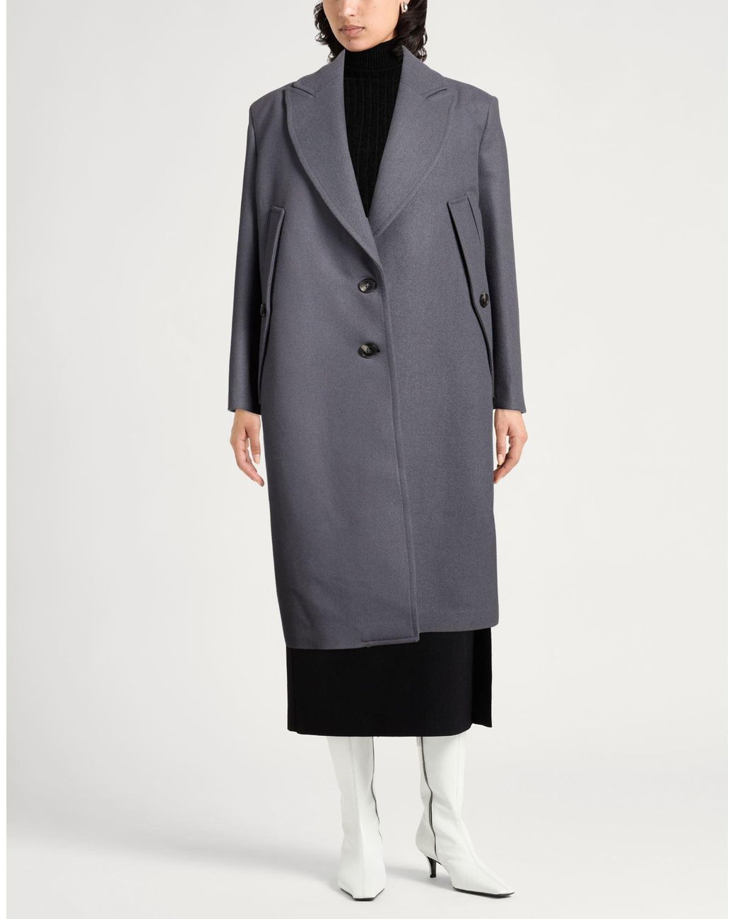 BCBGMAXAZRIA Gray Coat Wool, Viscose, Polyester
