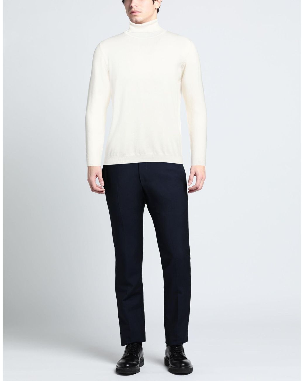 Fred Mello White Viscose-Blend Logo Turtleneck Sweater for men