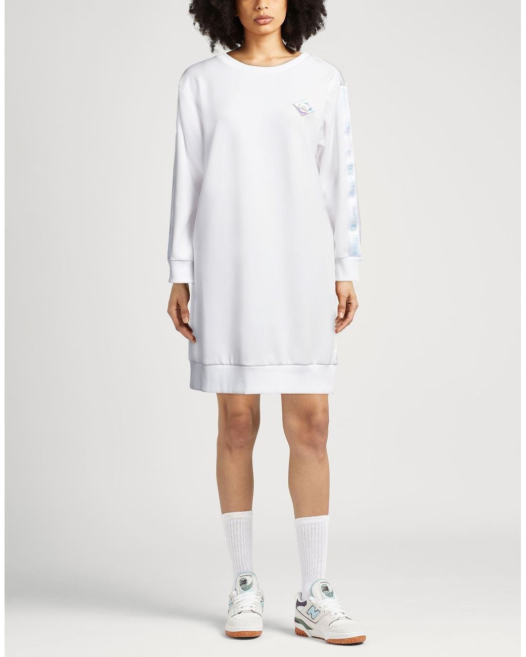 ARMANI EXCHANGE White Mini Dress Polyester, Modal, Elastane, Cotton
