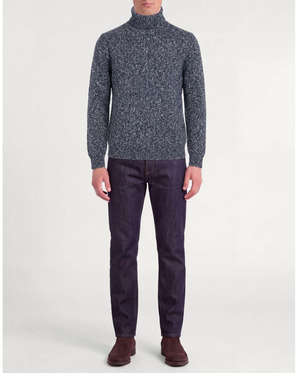 Fedeli Blue Midnight Turtleneck Wool for men