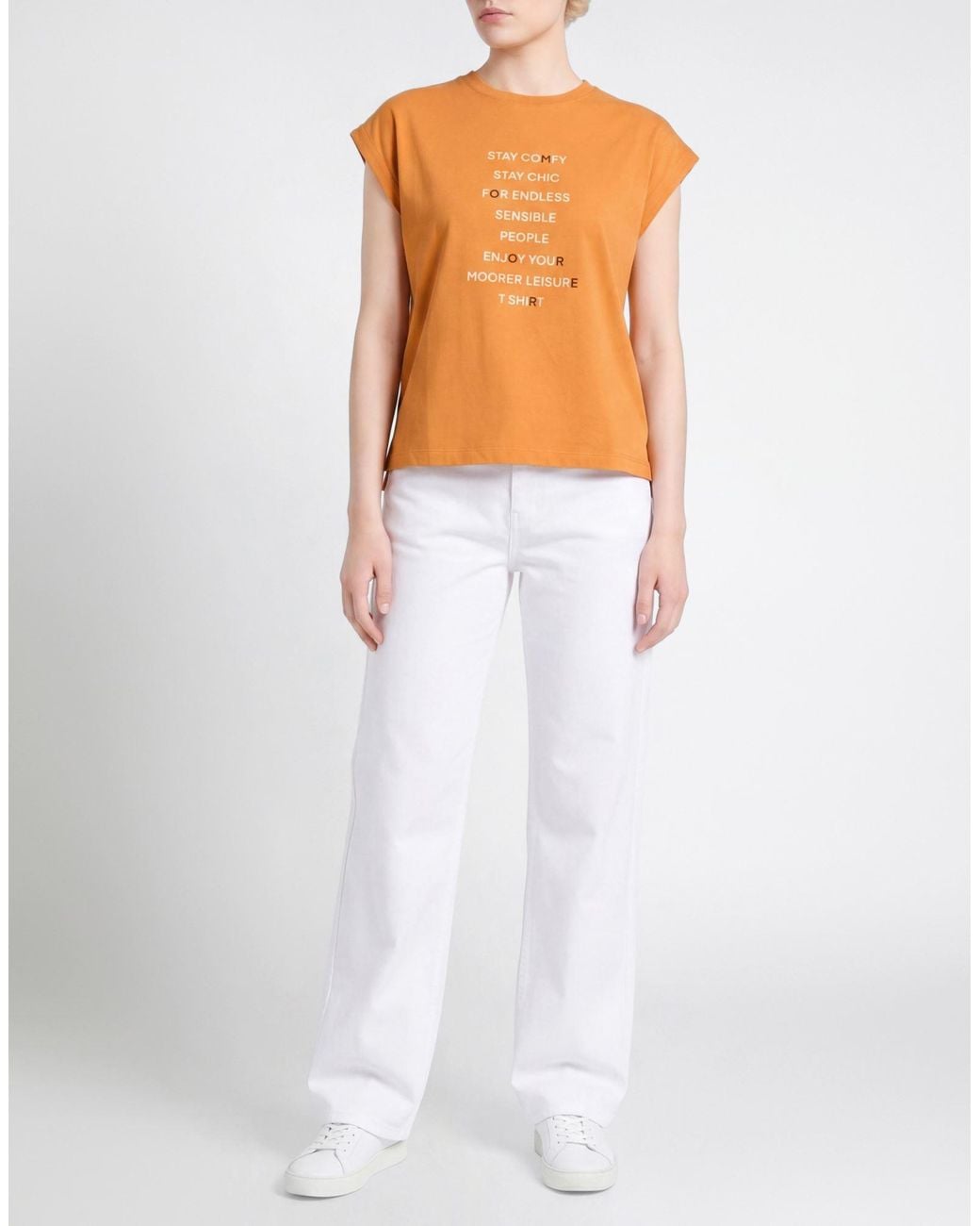 Moorer Orange T-Shirt Cotton, Elastane