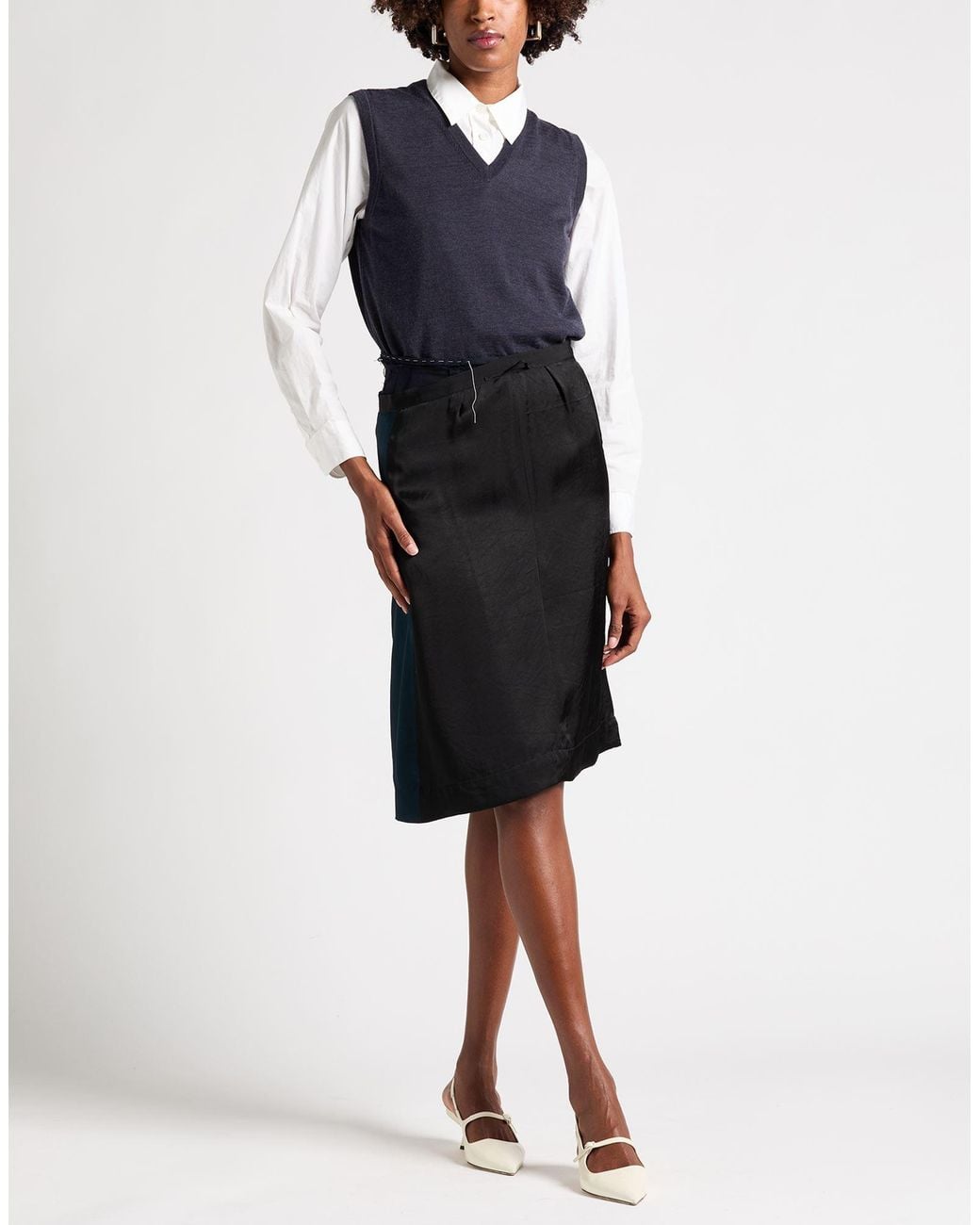 Maison Margiela Black Midi Skirt Polyester, Wool, Acetate, Cupro