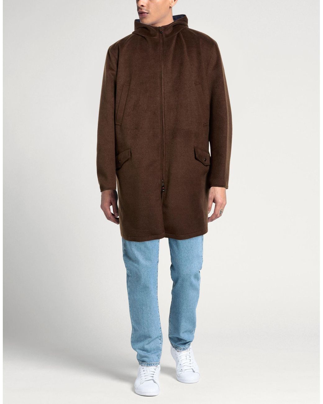 KIRED Brown Coat Polyester, Acrylic, Wool for men