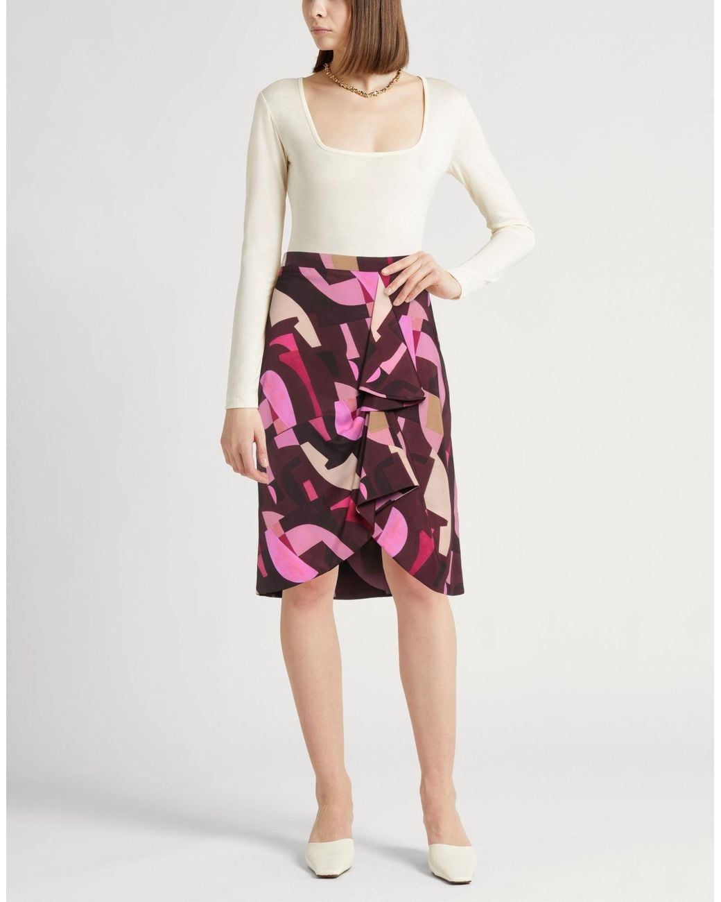 Marella Red Midi Skirt Polyester