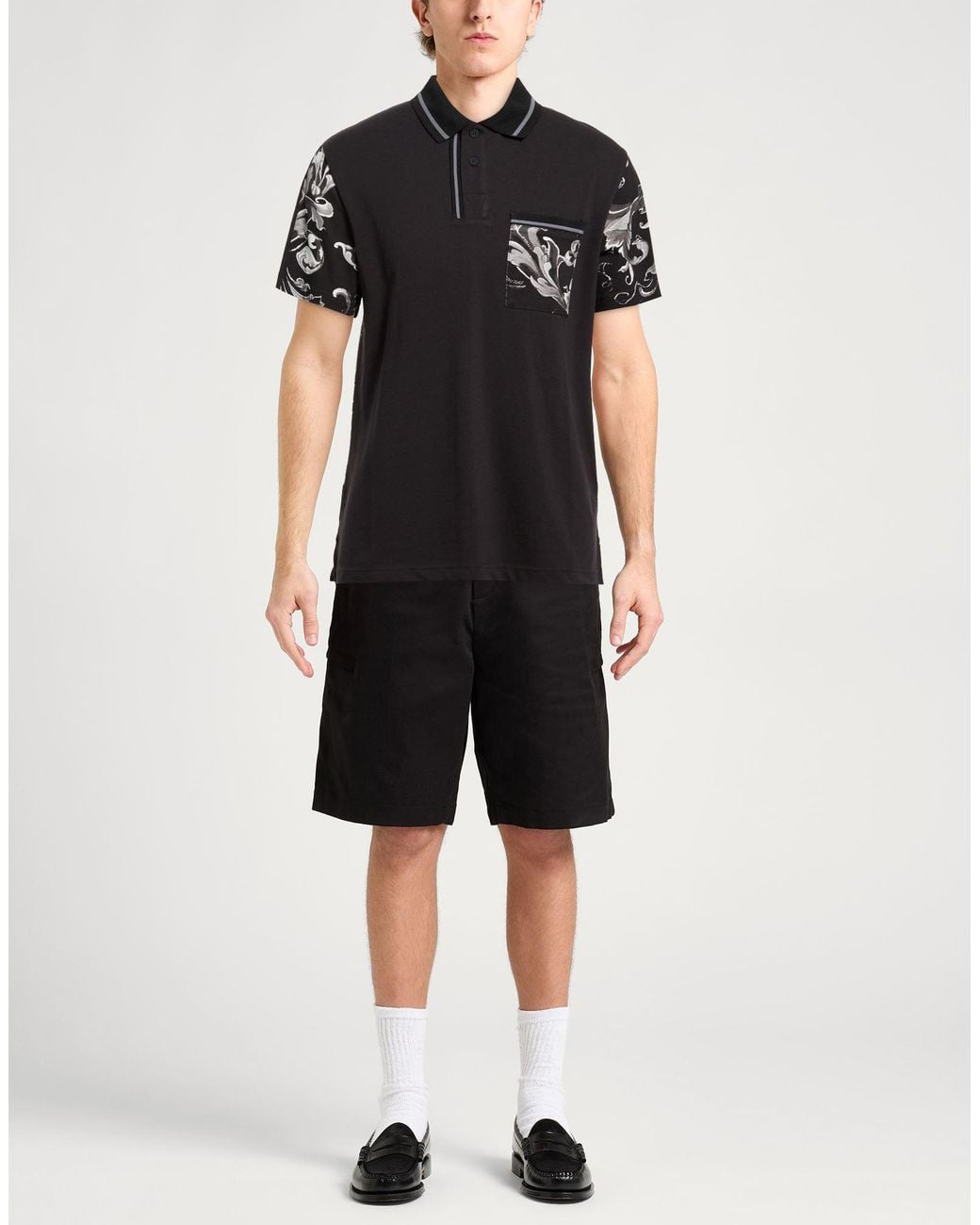 Versace Jeans Couture Black Polo Shirt Cotton for men