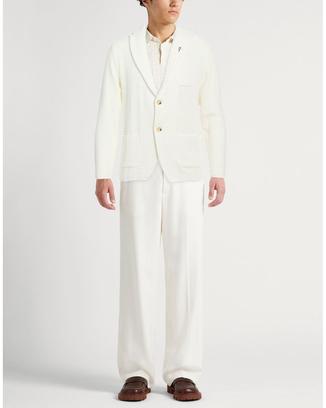 Paoloni White Blazer Cotton, Acrylic for men