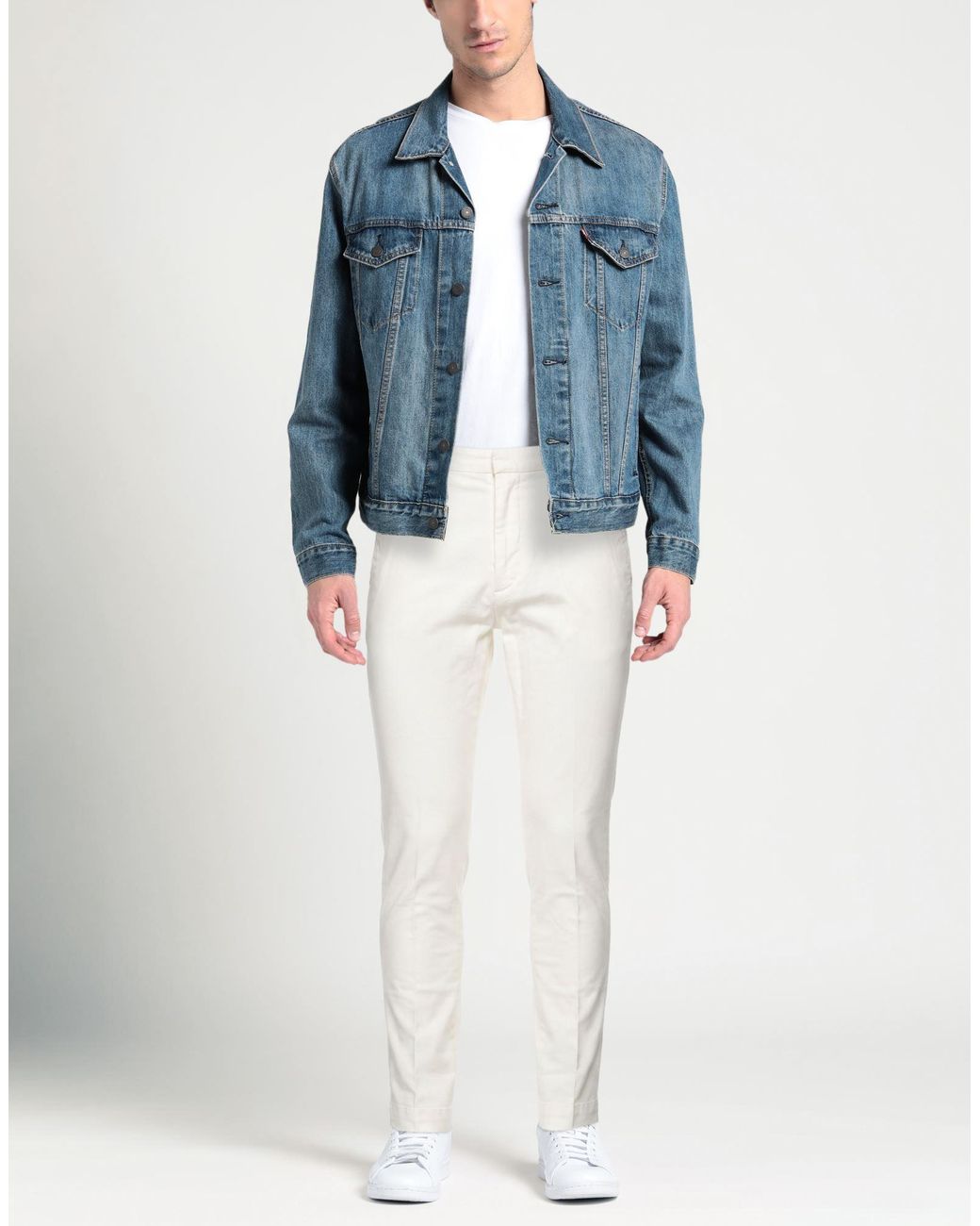 Entre Amis White Pants Cotton, Elastane for men