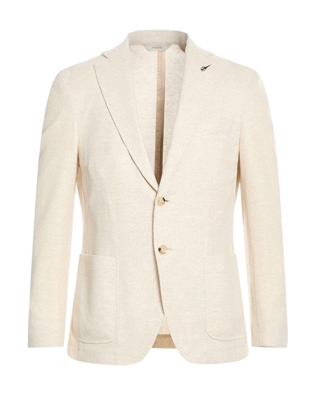 Paoloni Natural Blazer Linen, Cotton, Polyamide for men