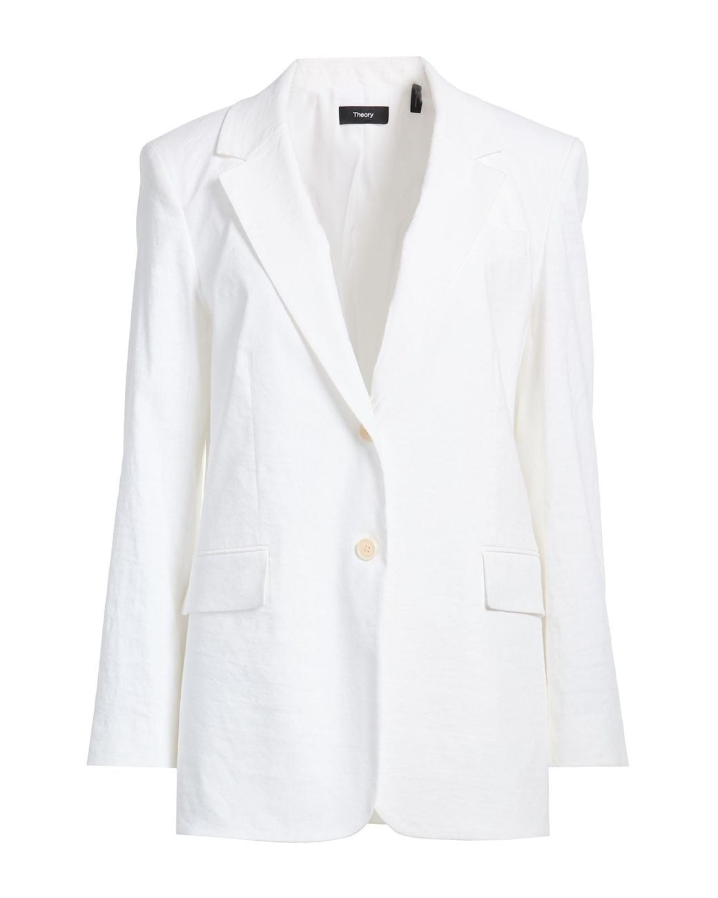 Theory White Blazer Linen, Viscose, Elastane