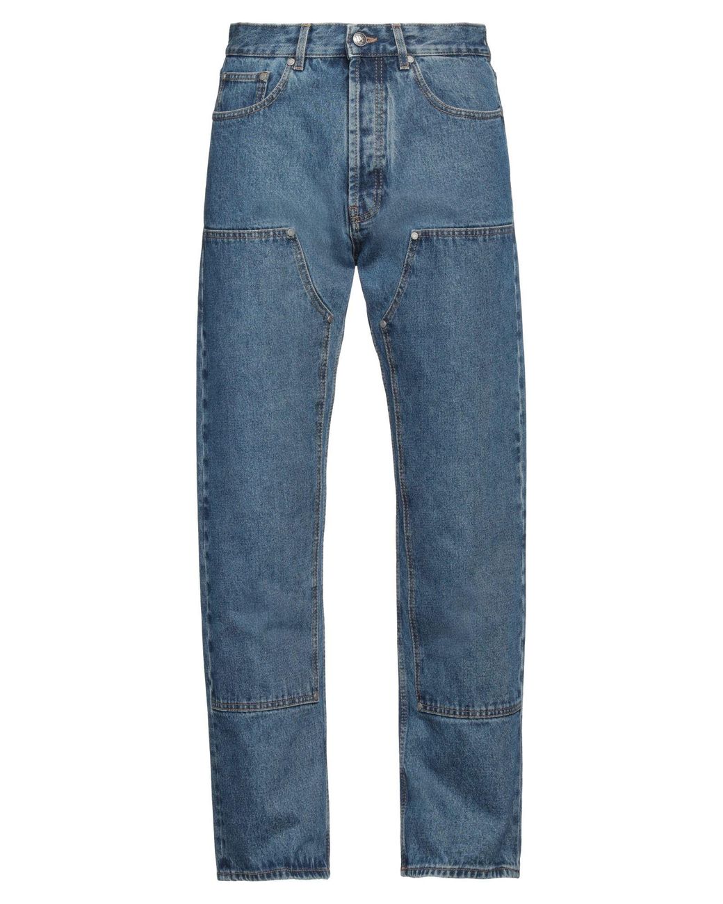 Palm Angels Blue Logo-Embroidered Straight-Leg Jeans for men