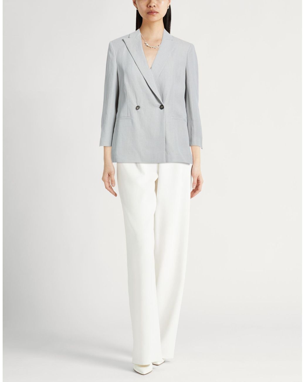 Fabiana Filippi Gray Light Blazer Viscose, Linen