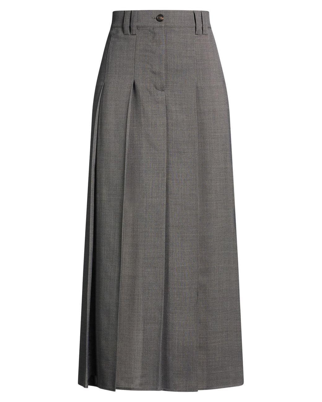 Brunello Cucinelli Gray Charcoal Maxi Skirt Polyester, Virgin Wool