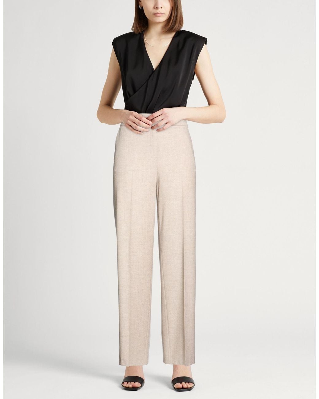 Peserico White Pants Virgin Wool, Viscose, Polyamide, Elastane, Polyester