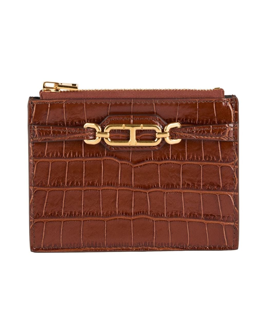 Tom Ford Brown Cardholder Calfskin, Brass