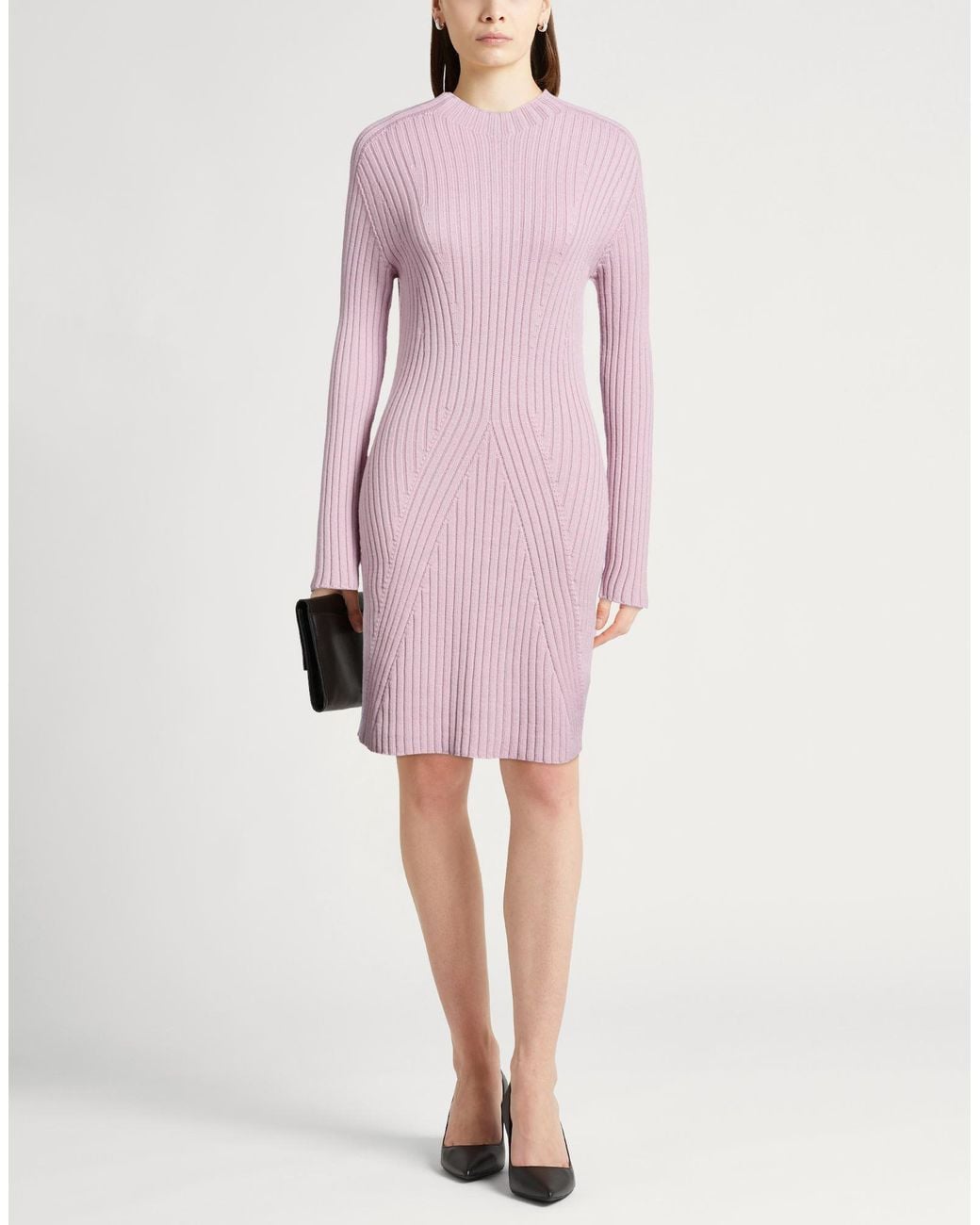 Anna Molinari Pink Lilac Mini Dress Merino Wool