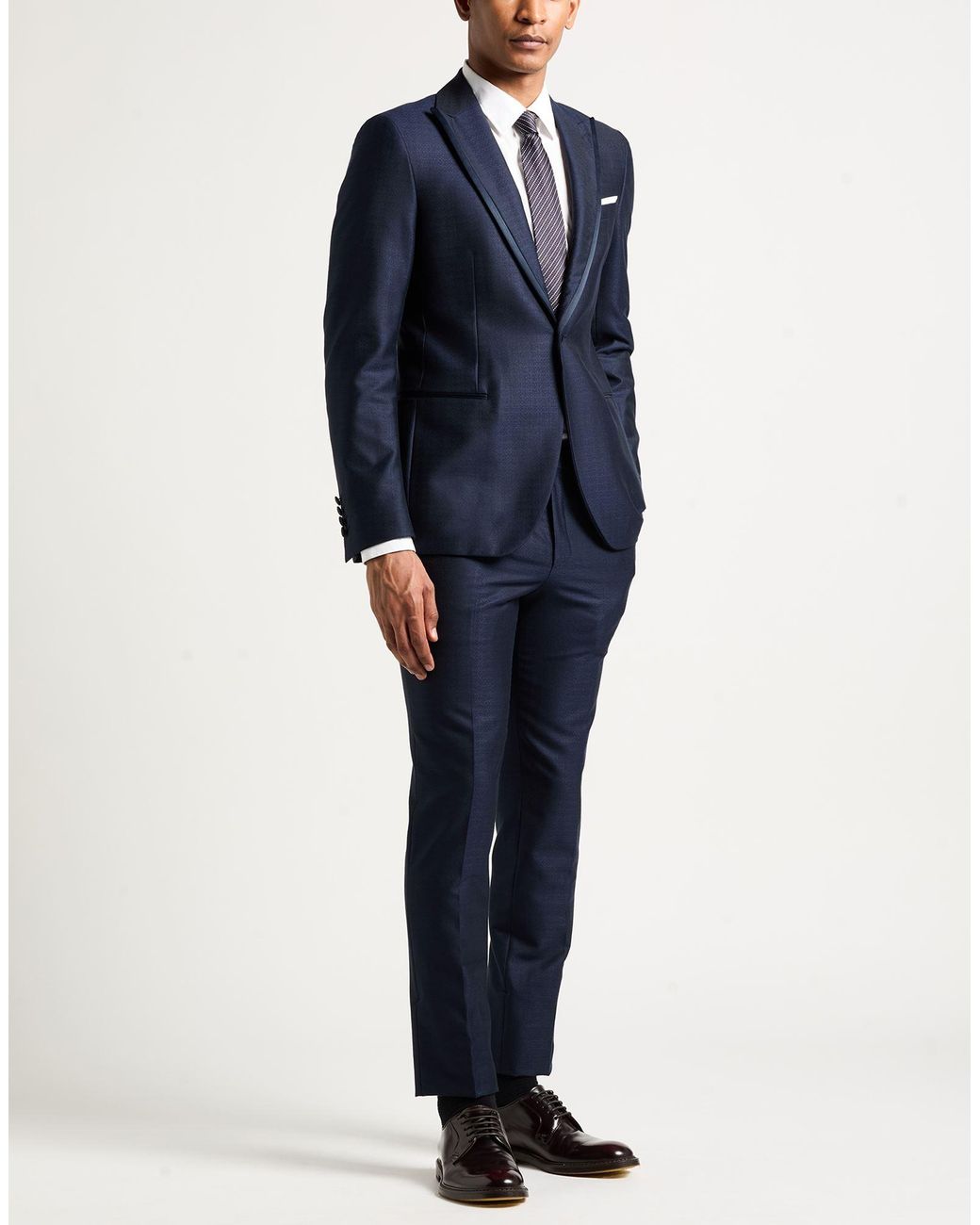 Paoloni Blue Suit Viscose, Virgin Wool, Elastane for men