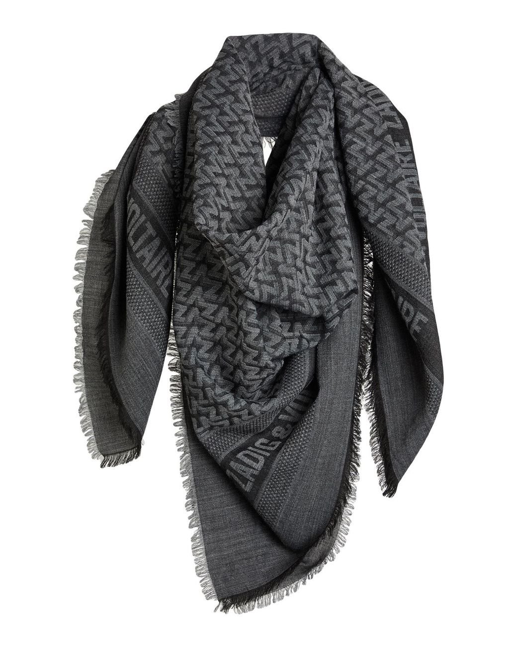 Zadig Voltaire Charcoal Scarf Modacrylic, Acrylic, Wool, Viscose