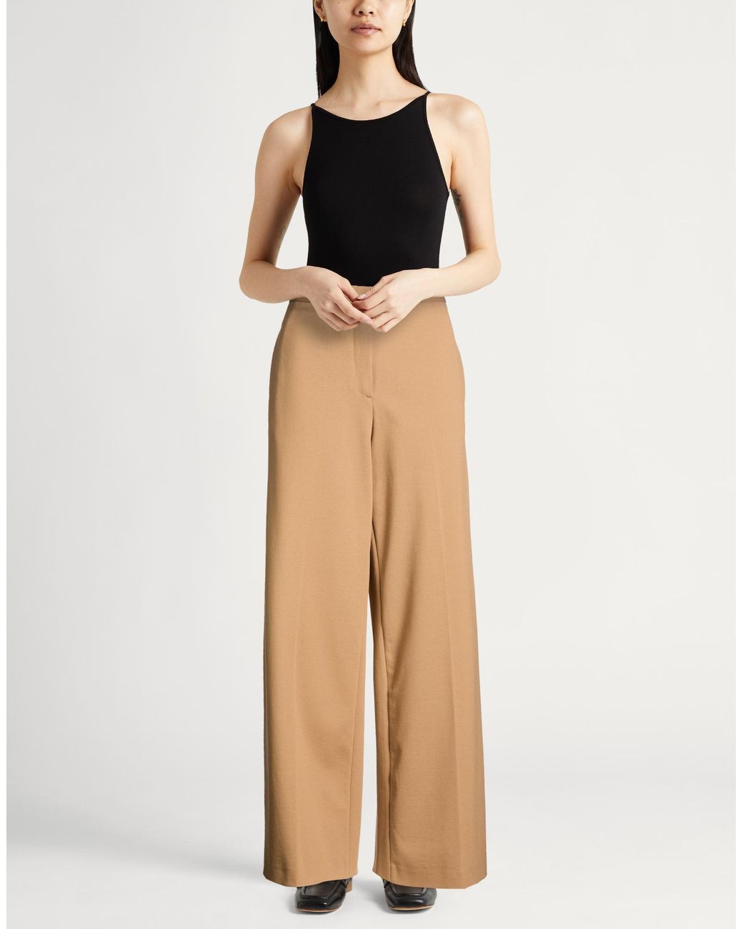 Fabiana Filippi Natural Camel Pants Viscose, Polyamide, Elastane