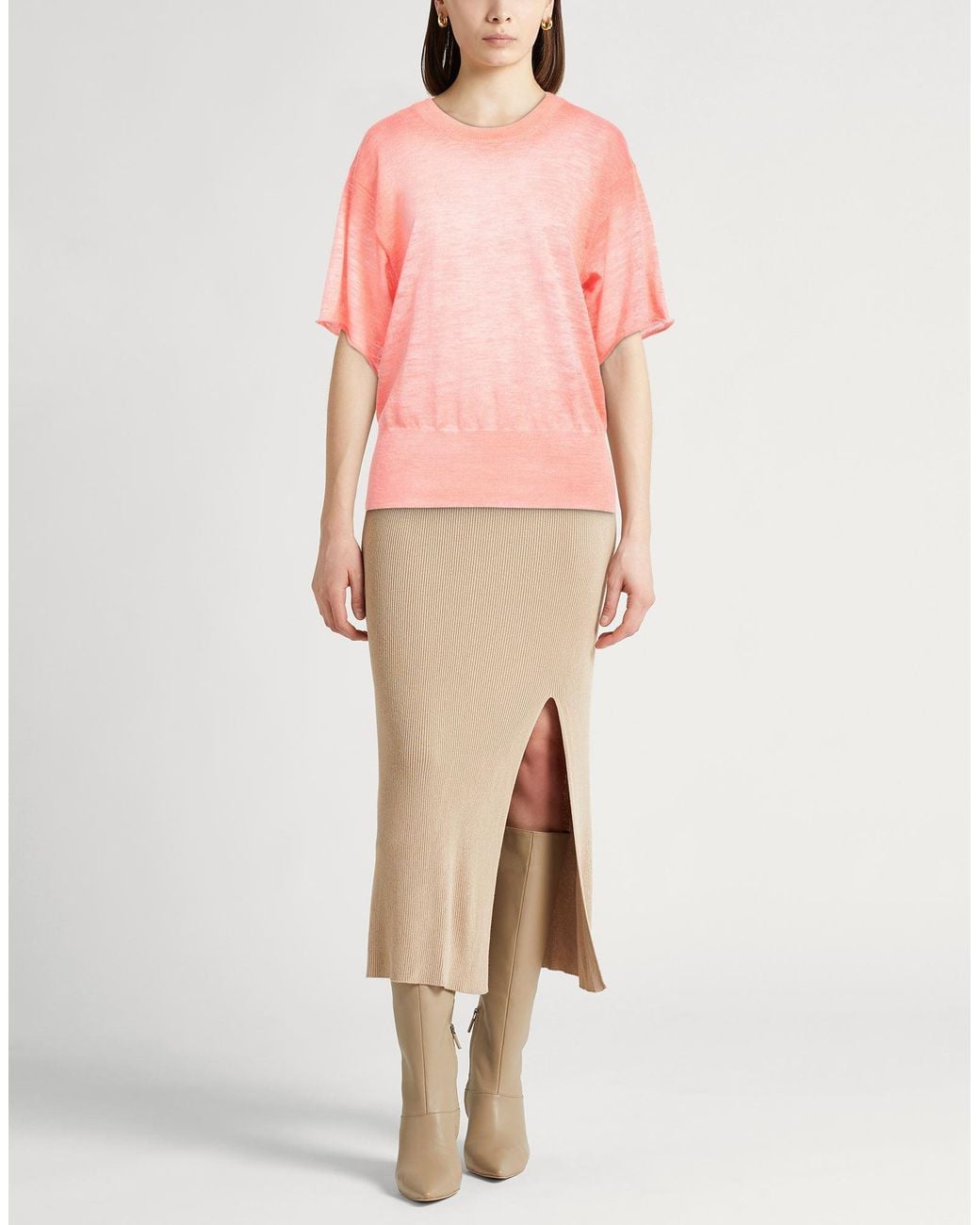 Roberto Collina Pink Sweater Linen, Polyester