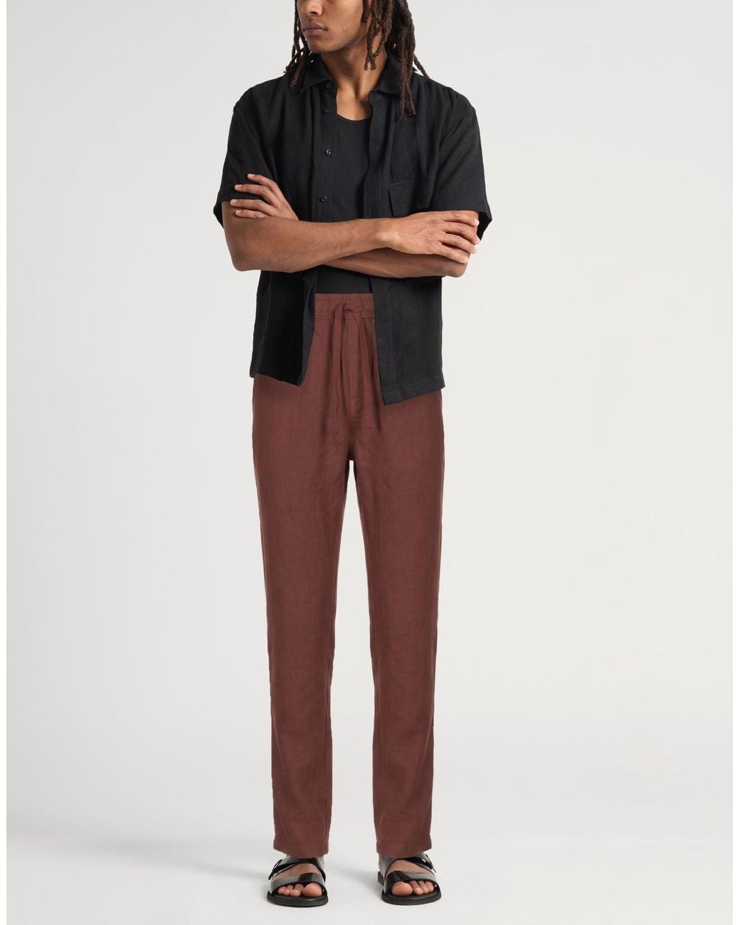 Crossley Red Pants Linen for men