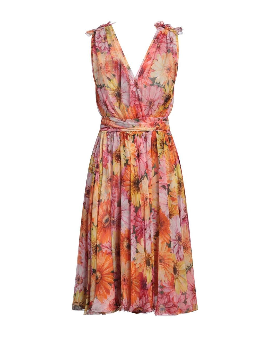 Dolce & Gabbana Red Midi Dress Silk