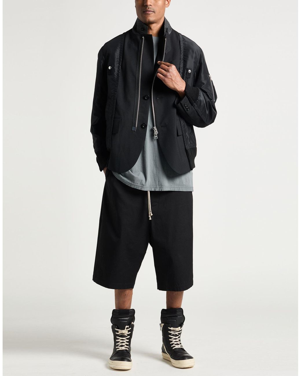 Sacai Black Jacket Polyester, Wool for men