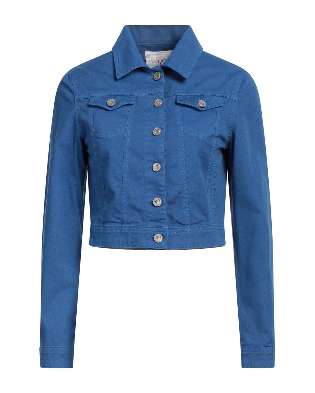 White Wise Blue Denim Outerwear Cotton, Elastane