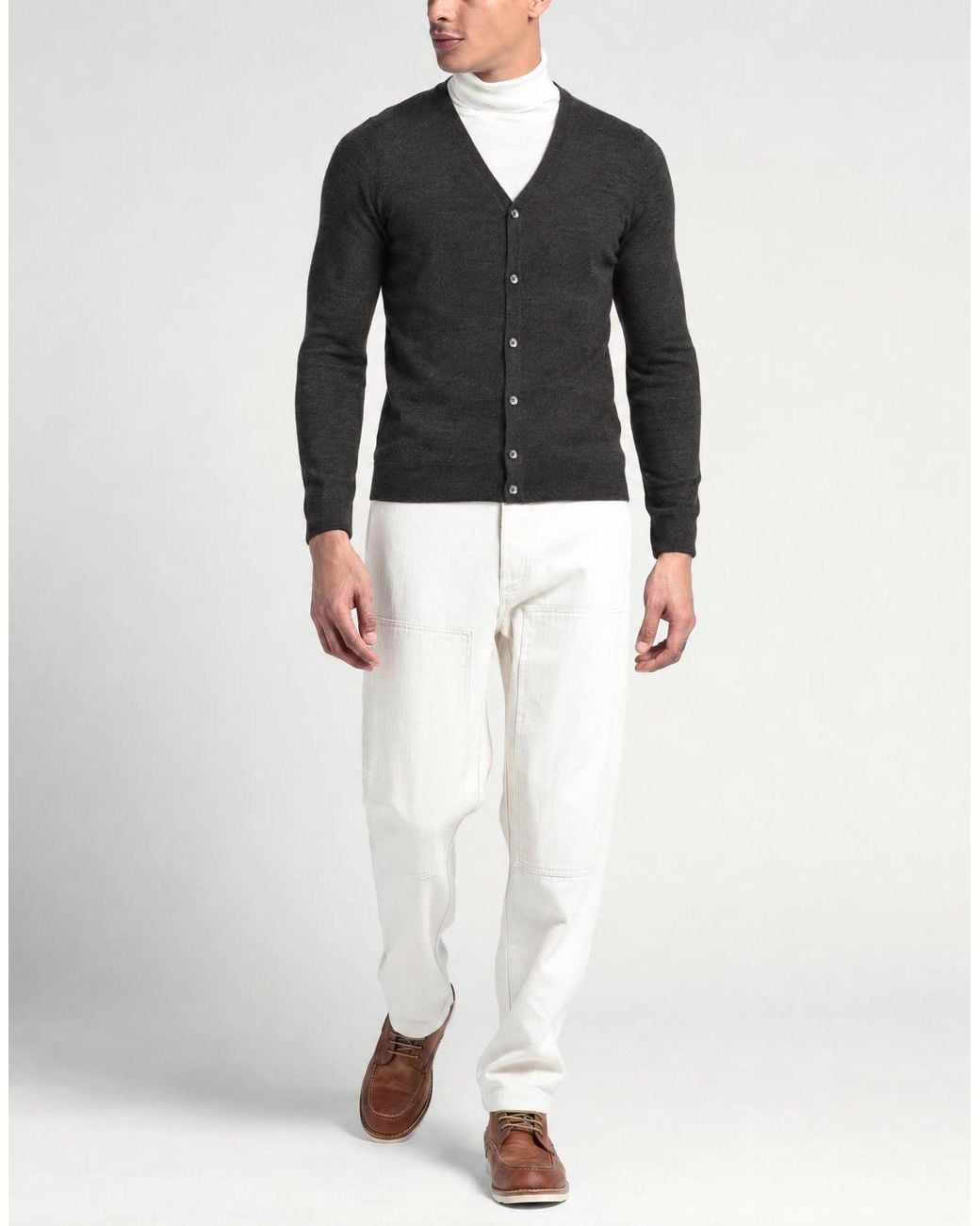Heritage Black Cardigan Merino Wool for men