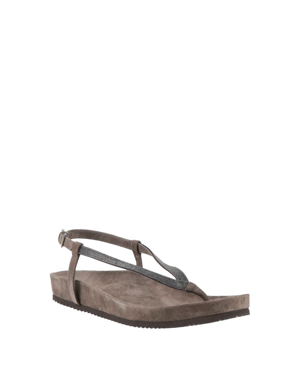 Brunello Cucinelli Multicolor Taupe Thong Sandal Leather