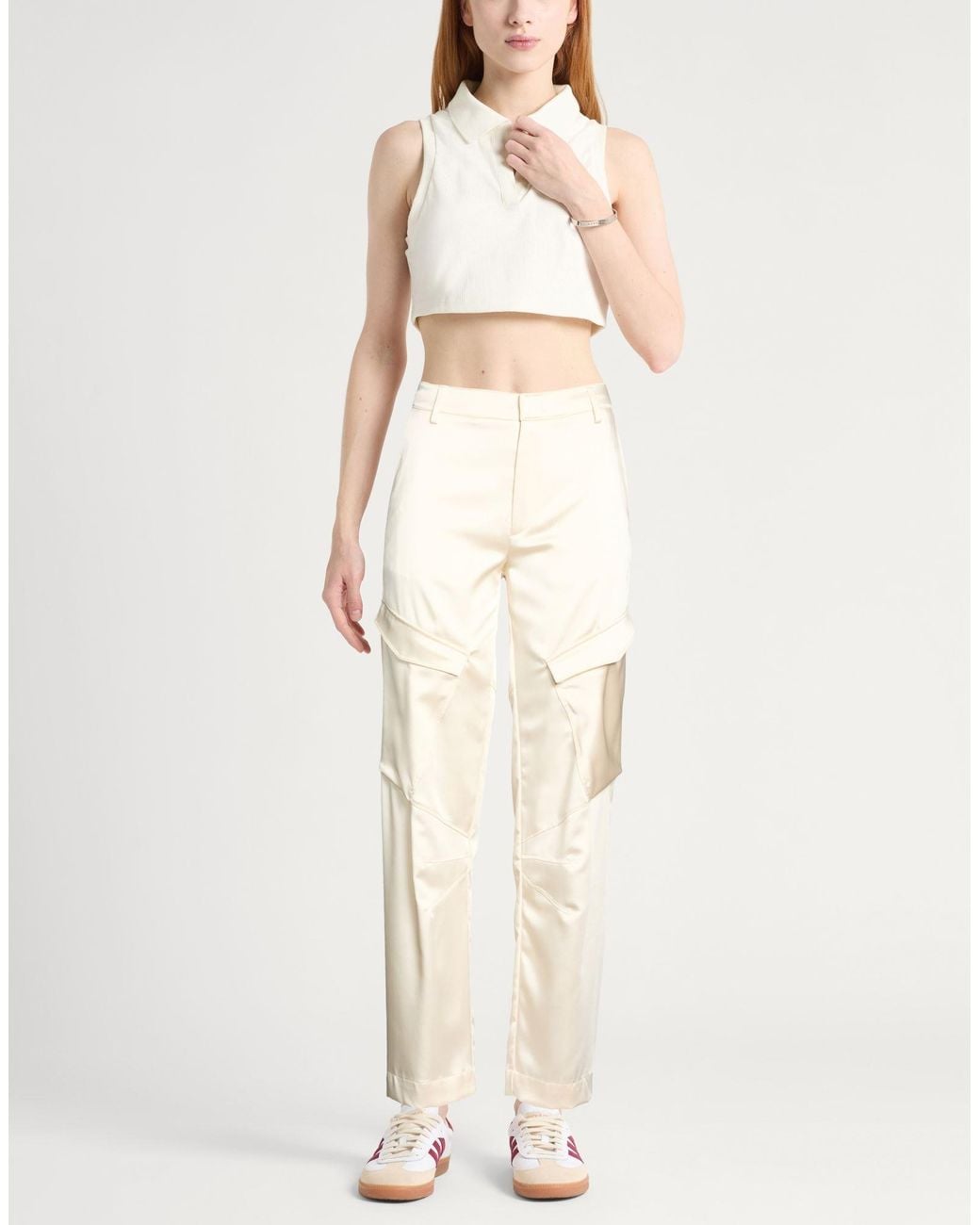 Dondup Natural Cream Pants Polyester, Elastane