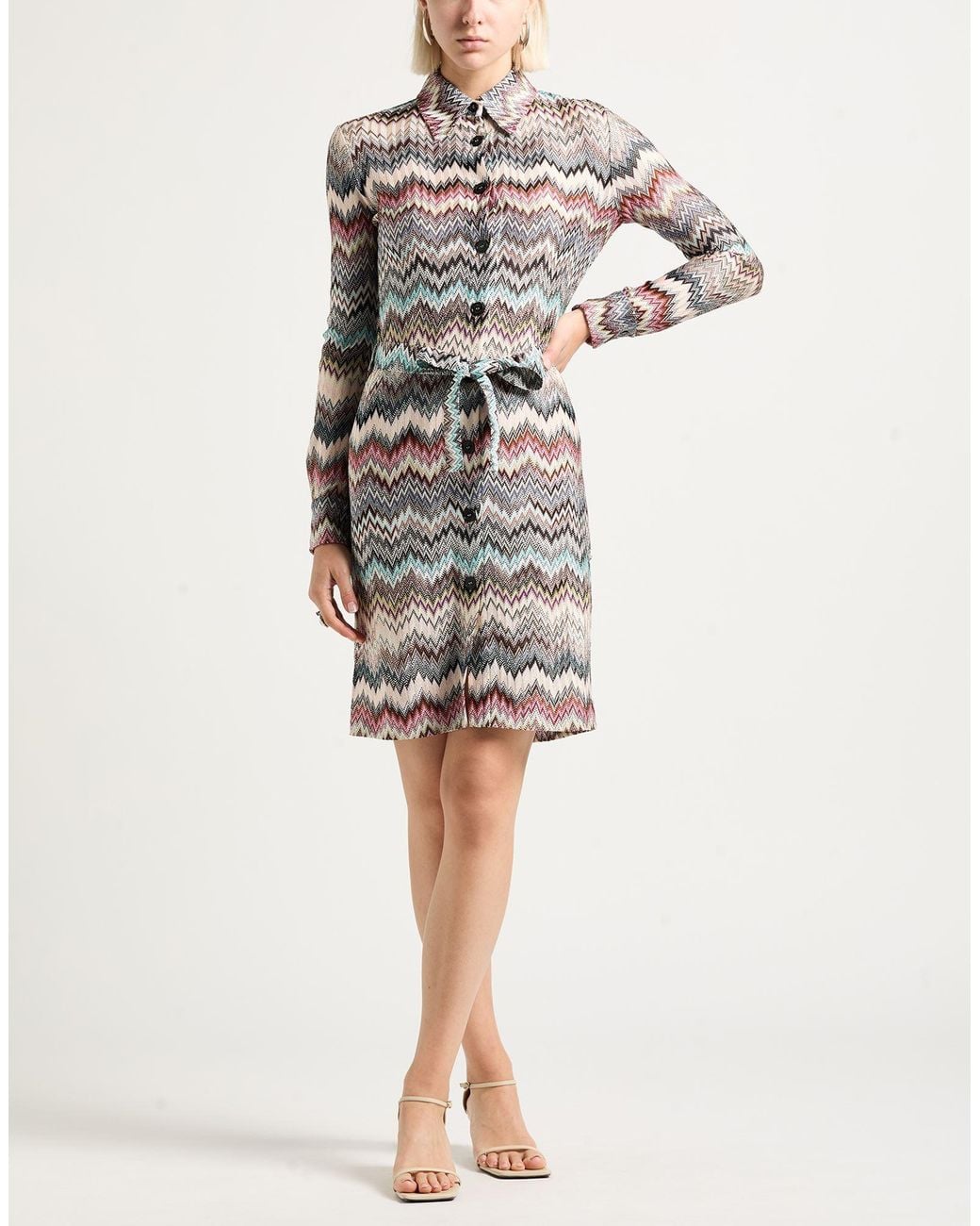 Missoni Gray Cream Mini Dress Viscose