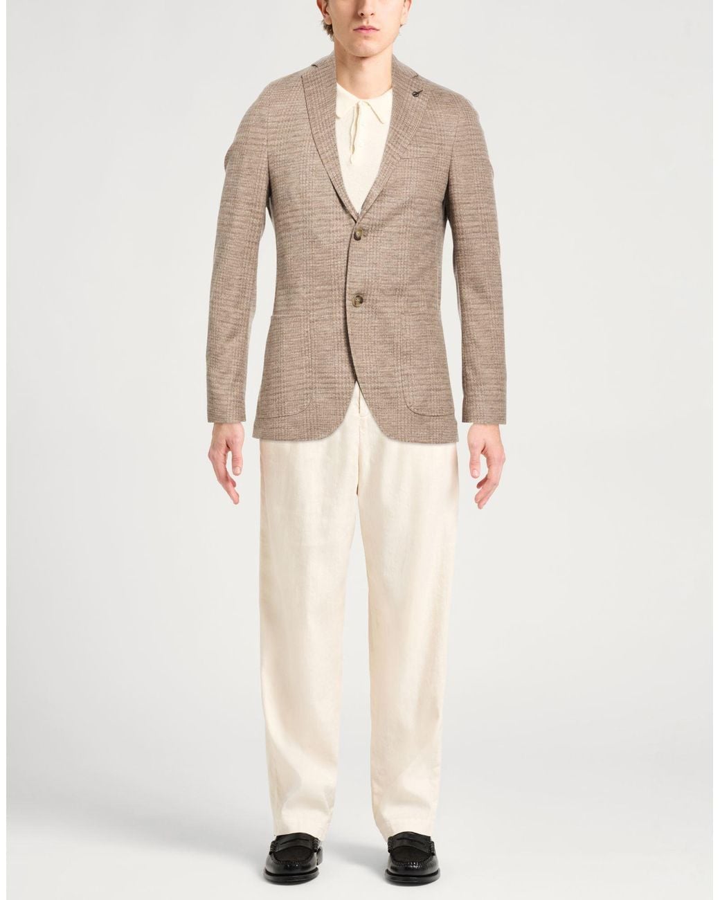 Paoloni Natural Blazer Virgin Wool, Cotton for men