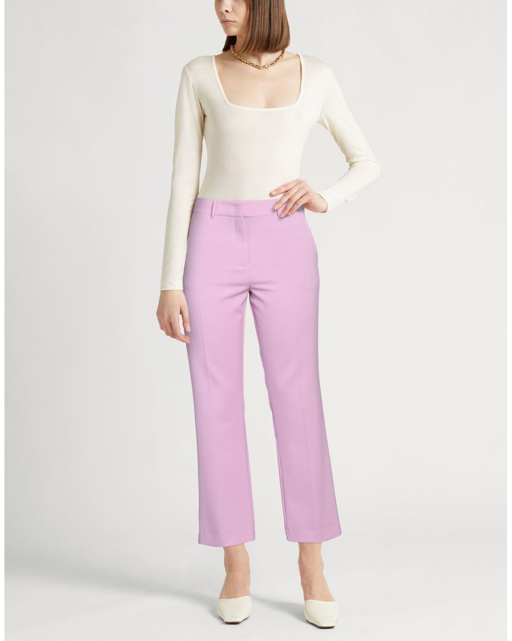 Marella Pink Pants Polyester, Viscose, Elastane