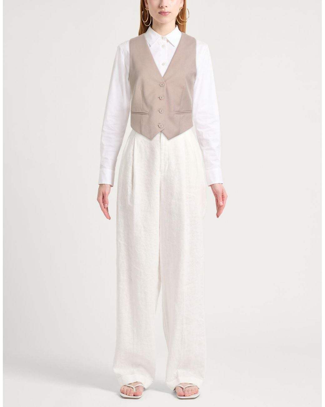hinnominate Natural Tailored Vest Polyester, Viscose, Elastane