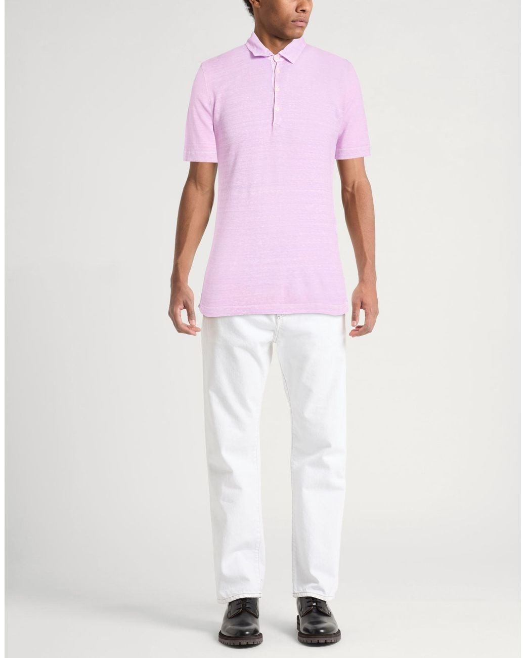 120% Lino Pink Polo Shirts for men