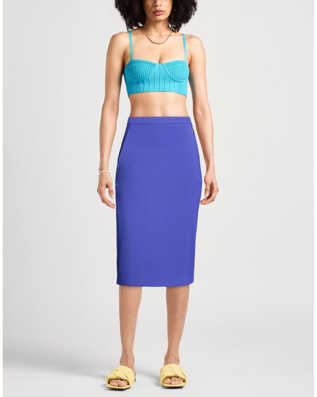 Elisabetta Franchi Blue Midi Skirt