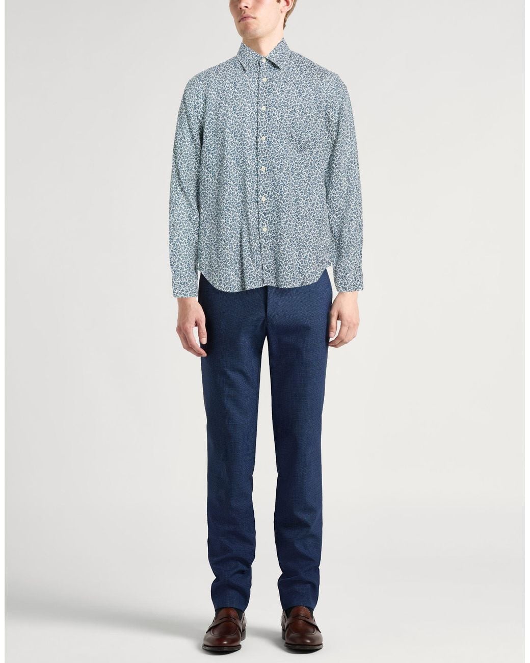 120% Lino Blue Shirt Linen for men
