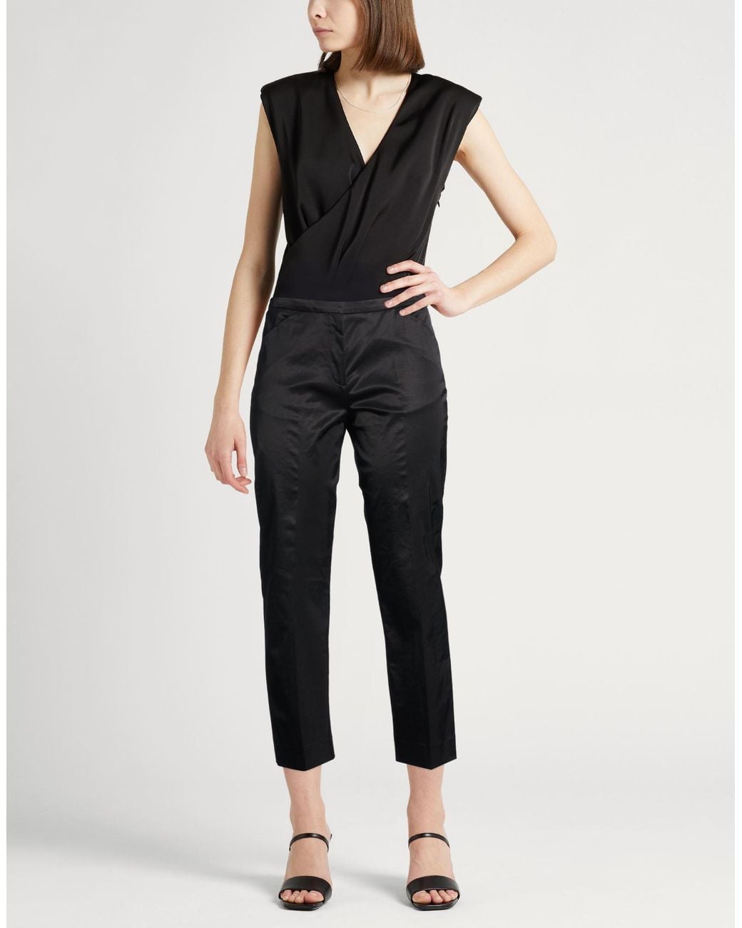 Totême  Black Pants Cotton, Viscose, Elastane