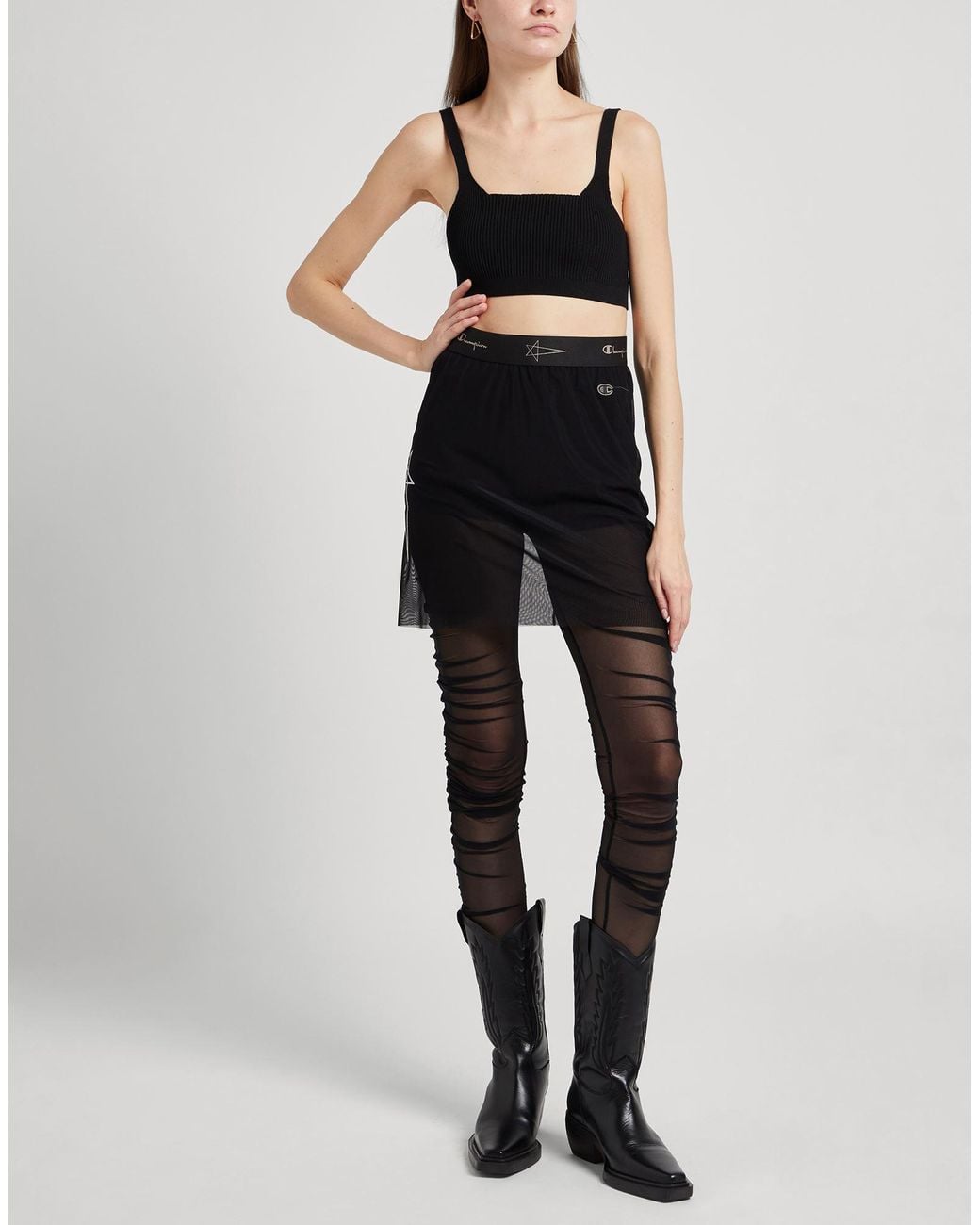Rick Owens X Champion Black Mini Skirt Polyamide, Elastane