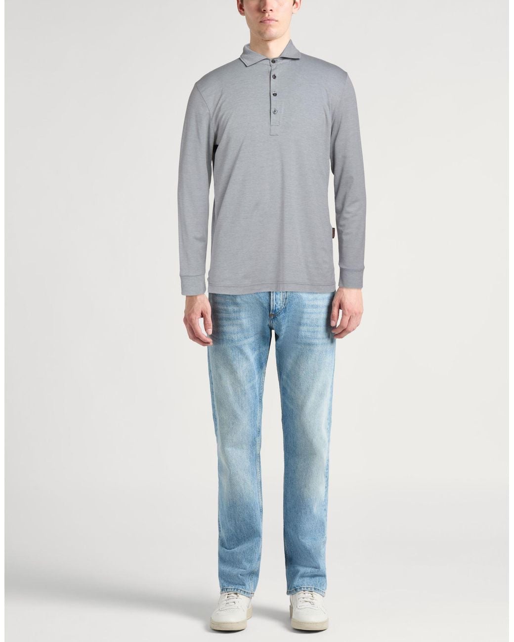Moorer Gray Light Polo Shirt Cotton, Elastane, Polyamide for men
