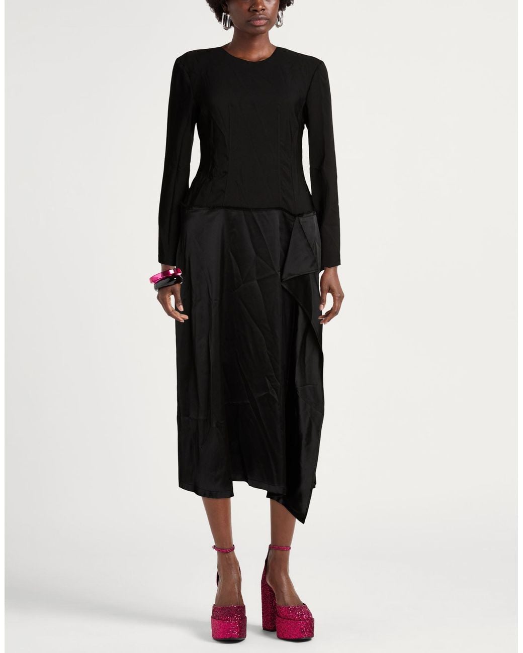 Moschino Black Maxi Dress Polyester, Elastane